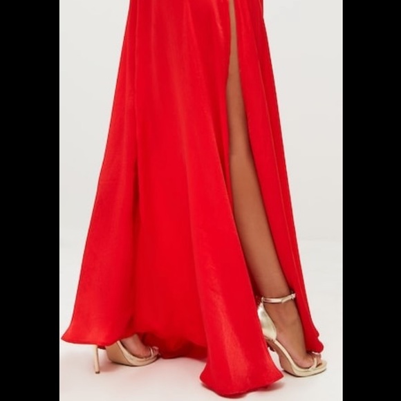 Red Extreme Split Strappy Back Maxi Dress - Picture 4 of 4